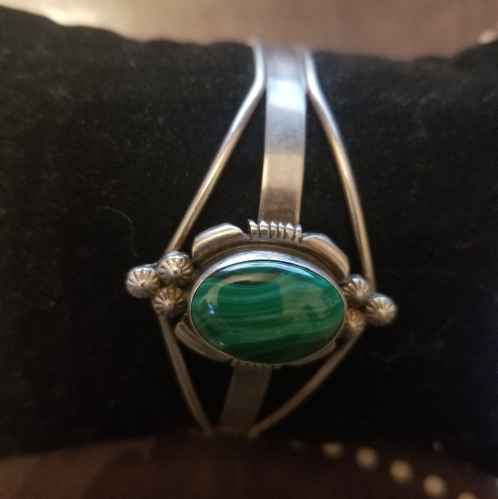 Vintage Navajo Malachite signed Marie B